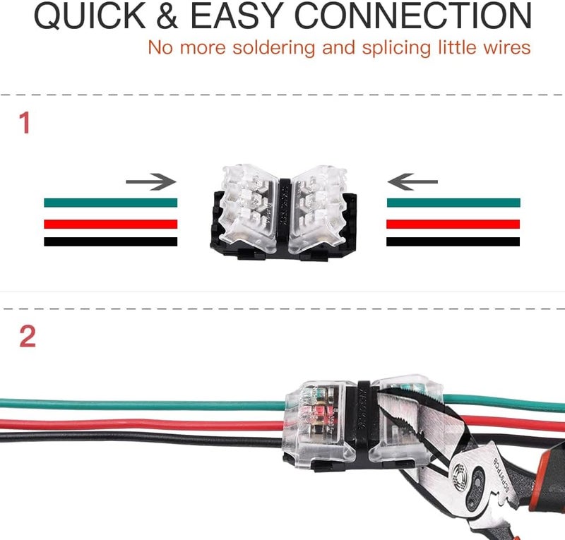Brightfour 24 Pack Wire Splice Connectors, 2 Way 3 Pin Solderless Automotive Connectors, Fits 20-24 AWG - Image 4